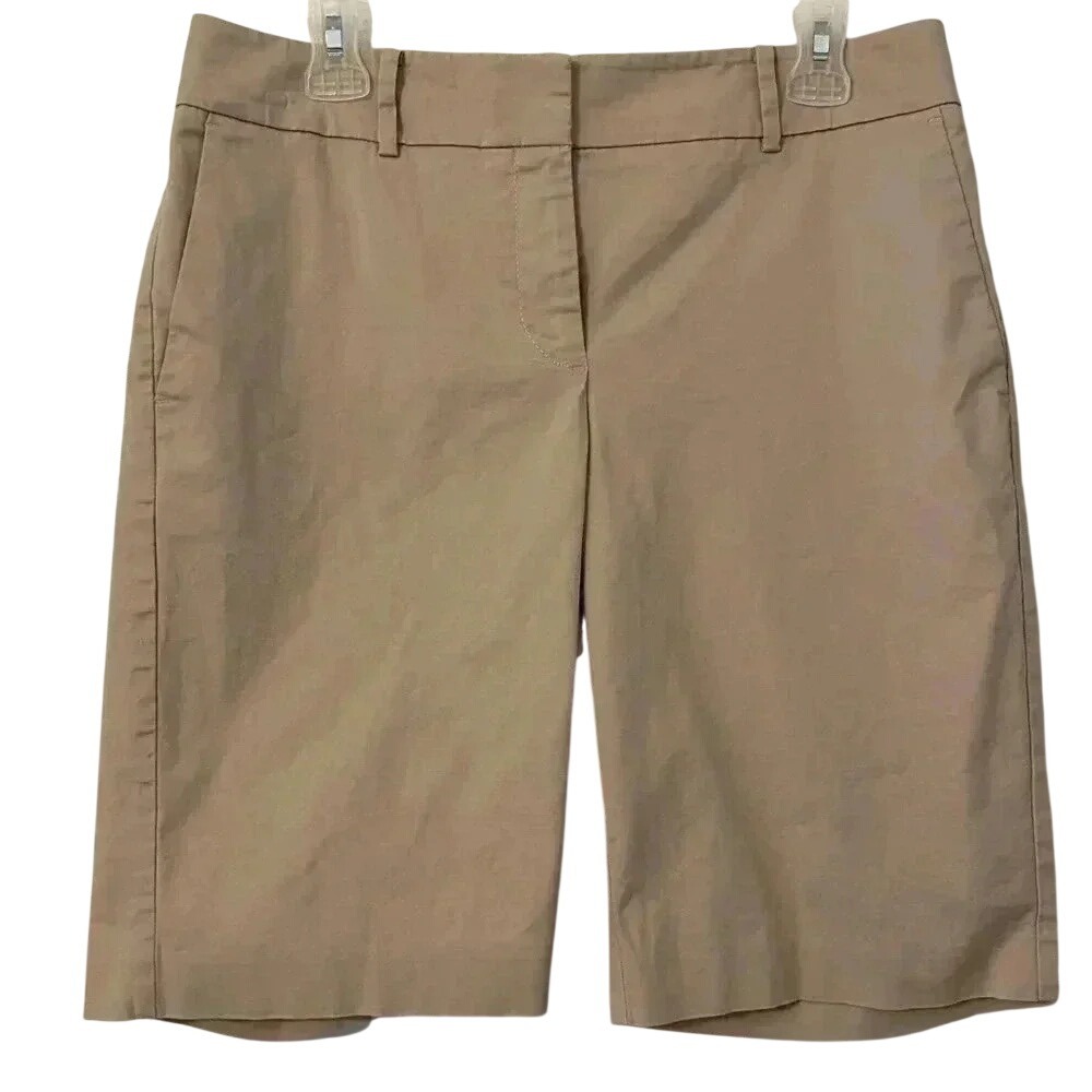 Ann Taylor Kate Boardwalk Tan Khaki Chino Bermuda Shorts Womens Sz 8